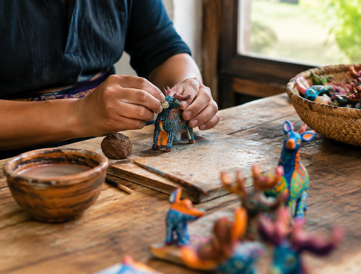 Artesanía mexicana en una experiencia demostrativa